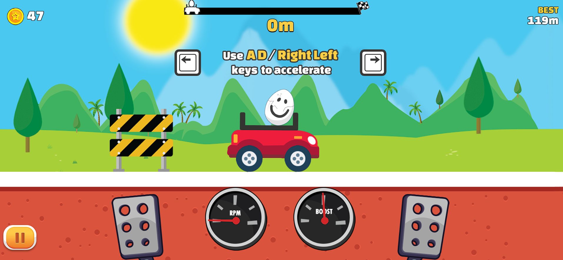 Game Controls for Eggy Car Unblocked Hooda Math